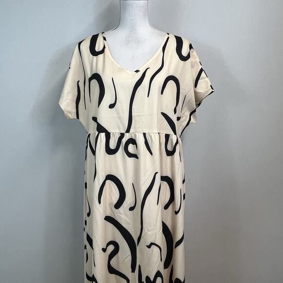 Emery Rose Dress size Extra Large Ivory Black Swirls Long Maxi Wedding Church - Picture 2 of 11